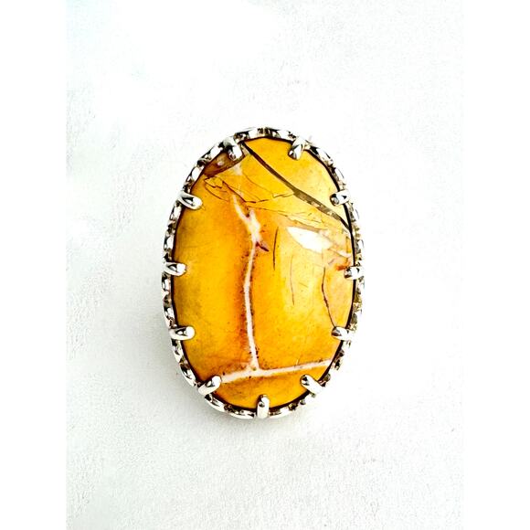 Brecciated Jasper Heavy Sterling Silver Ring Fancy Prong Setting - Picture 1 of 7